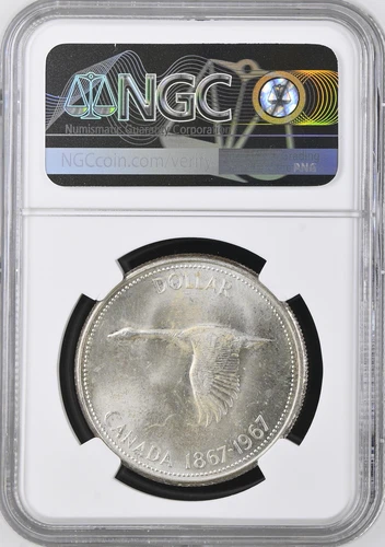 :1967 S1$ GOOSE DOLLAR ELIZABETH II CANADA NGC MS64 RARITY R5 HIGHEST GRADES