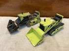 Vintage Pair Mini Tonka Pressed Steel Front End Loader Bulldozers