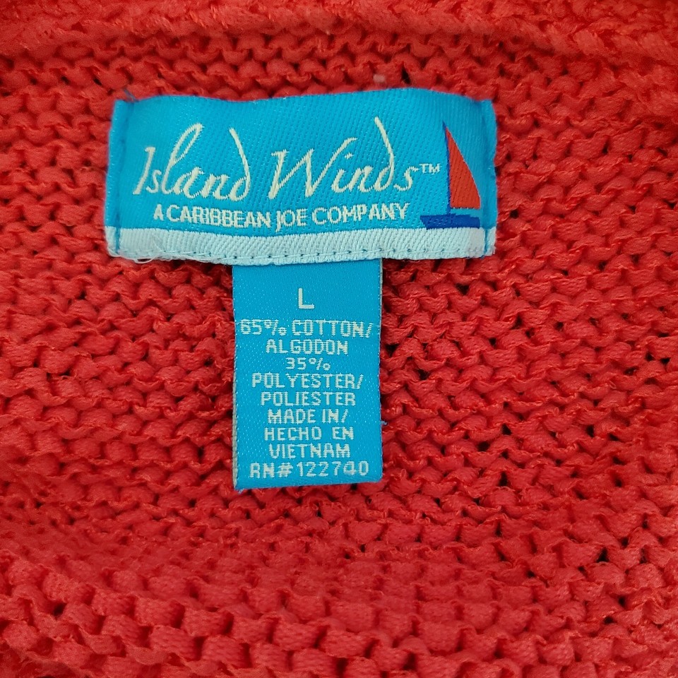 Island Winds 2 Button Cardigan Dark Coral Women's size L eBay