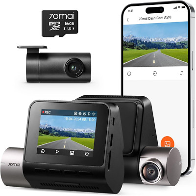 Dashcam Auto Vorne Hinten 2.7K 1944P Wifi Dash Cam mit 64GB SD Karte Smart Mini 