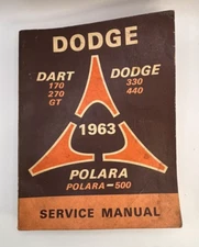 1963 Dodge Dart Polara Service Shop Manual 63 w/ Spec Revision Doc #81-270-3095