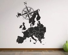 Wandtattoo Wand Aufkleber Globus Welt Karte Maps Europa Kompass Windrose  227