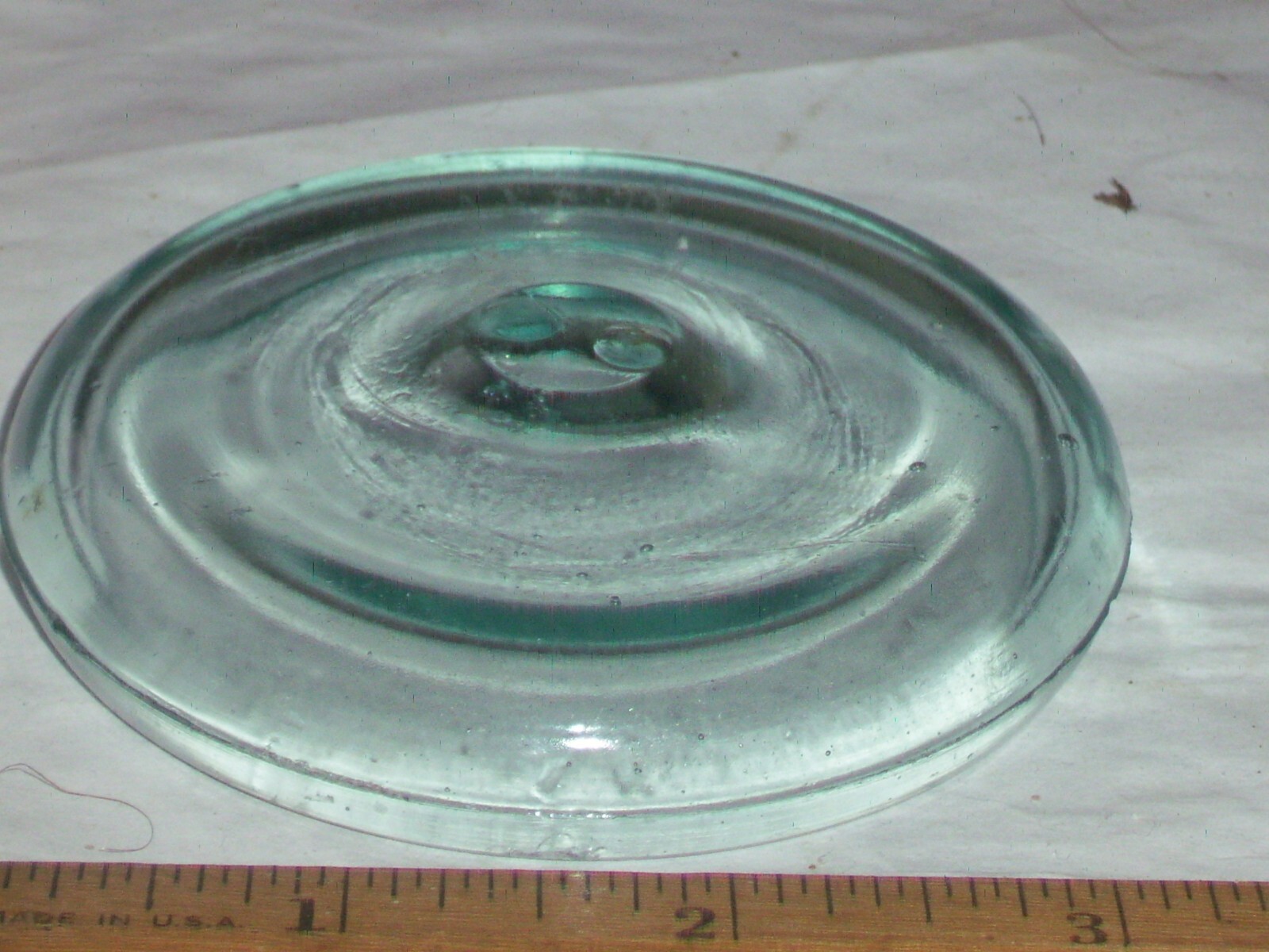 Blue Odd shaped, standard size ?  Glass bail top canning Jar lid 