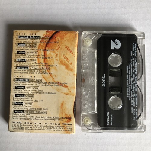 SUCK A Hard Music Sampler Cassette (that doesn't) Sepultura Carcass Napalm Death - Picture 2 of 2