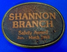 Shannon Branch Petroleum Transport Company 1983 Safety Award El Cid Belt Buckle