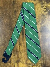 Brooks Brothers Green Tie With Navy  Silver Stripes 100 Silk Men's Necktie 58"
