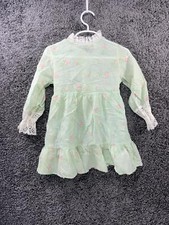Vintage 60s 70s Montgomery Ward Girls Pastel Easter Floral Lace Dress Size 4-5