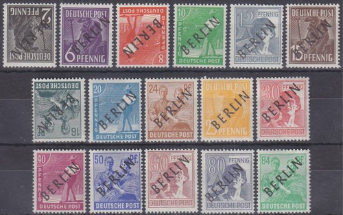 BERLIN - 1948 SCHWARZEN AUFDRUCK Mi.: 1-16 - 13x AUFDRUCKFEHLER I -**posfrisch** - 第 1/14 張圖片