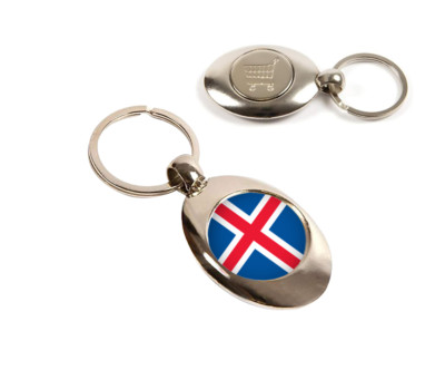 Schlüsselanhänger Island isländische Flagge Einkaufswagen Medaille - Pfund Supermarkt