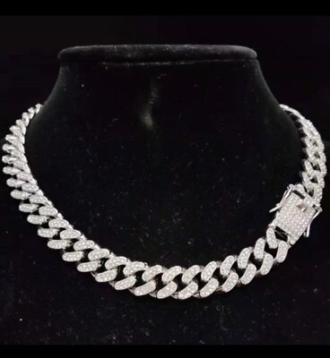 cuban link chain iced out sterling silver unbranded 