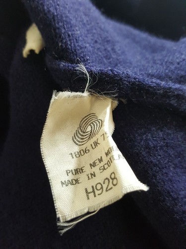 Cárdigan Vintage LL BEAN Suéter Lana de Cordero Escocia Lana Grande Bolsillos Marinos - Imagen 4 de 4