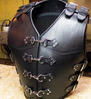 SVAROG HEAVY DUTY 4-7 MM THICK BUFFALO LEATHER BIKER CLUB VEST CUT INVADER