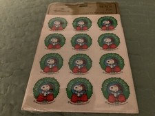 Vtg 1958 Hallmark Peanuts Snoopy Christmas Stickers 4 Sealed Sheets 48 Stickers