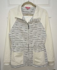 Catherine Malandrino Off White Faux Leather & Knit F/z Jacket New Womens Sz 4
