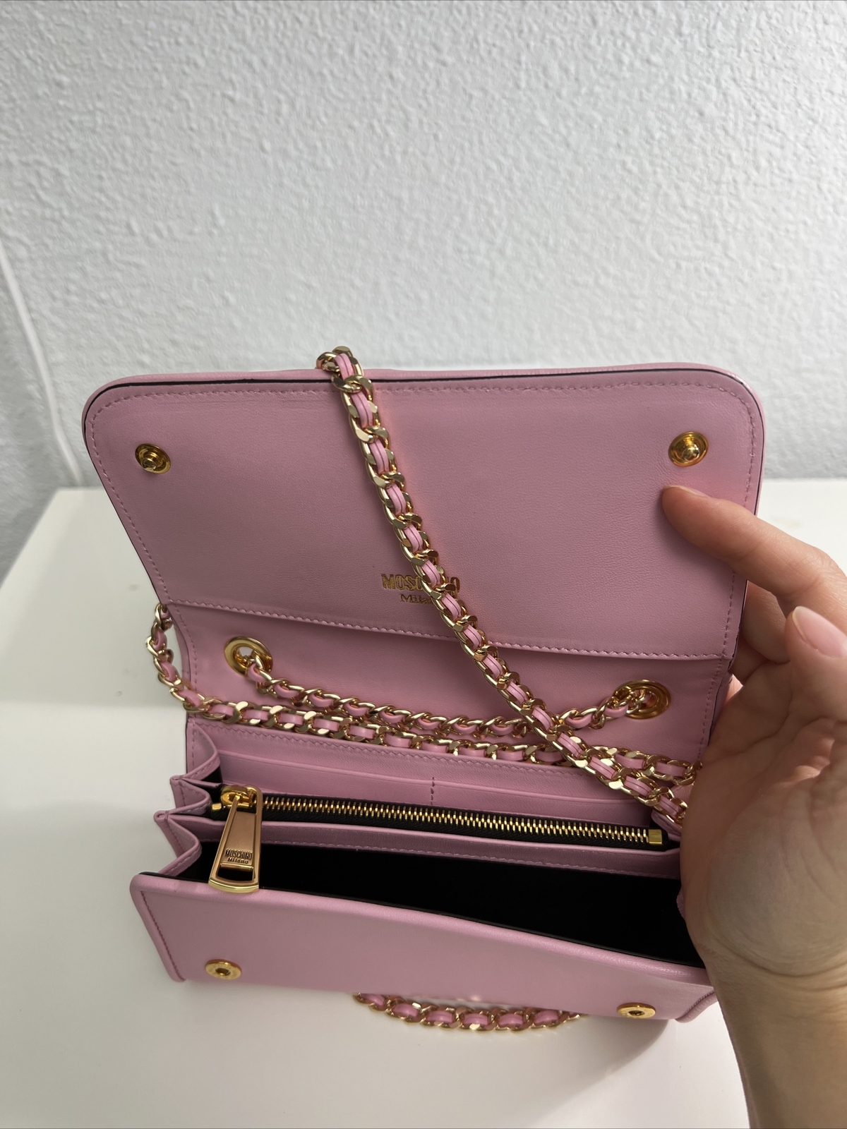 Moschino Womens Pink Biker Bag image 3