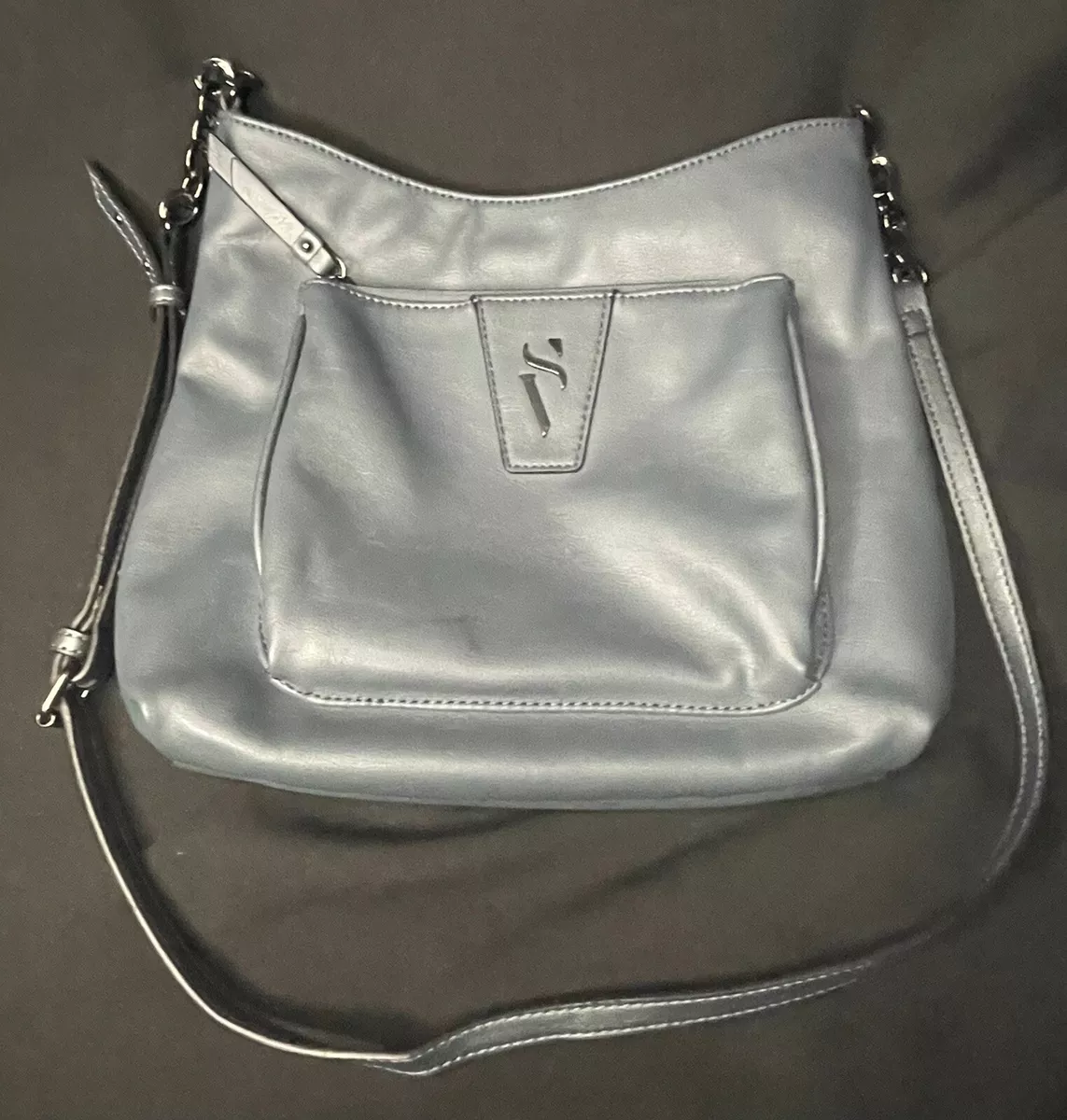 Simply Vera Vera Wang Signature Crossbody Gray Vegan Leather Purse Bag