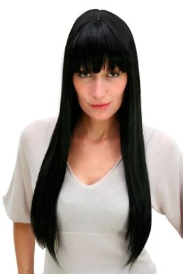 WIG ME UP Perücke schwarz lang glatte Haare gerade fallend Pony Perrücke ca.65 cm 3113-1B