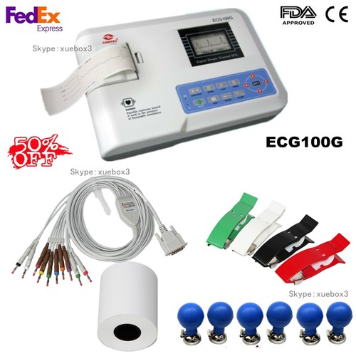 CONTEC ECG100G Cyfrowa 1-kanałowa 12-ołowiowa maszyna EKG EKG EKG Elektrokardiograf FDA - Zdjęcie 1 z 12