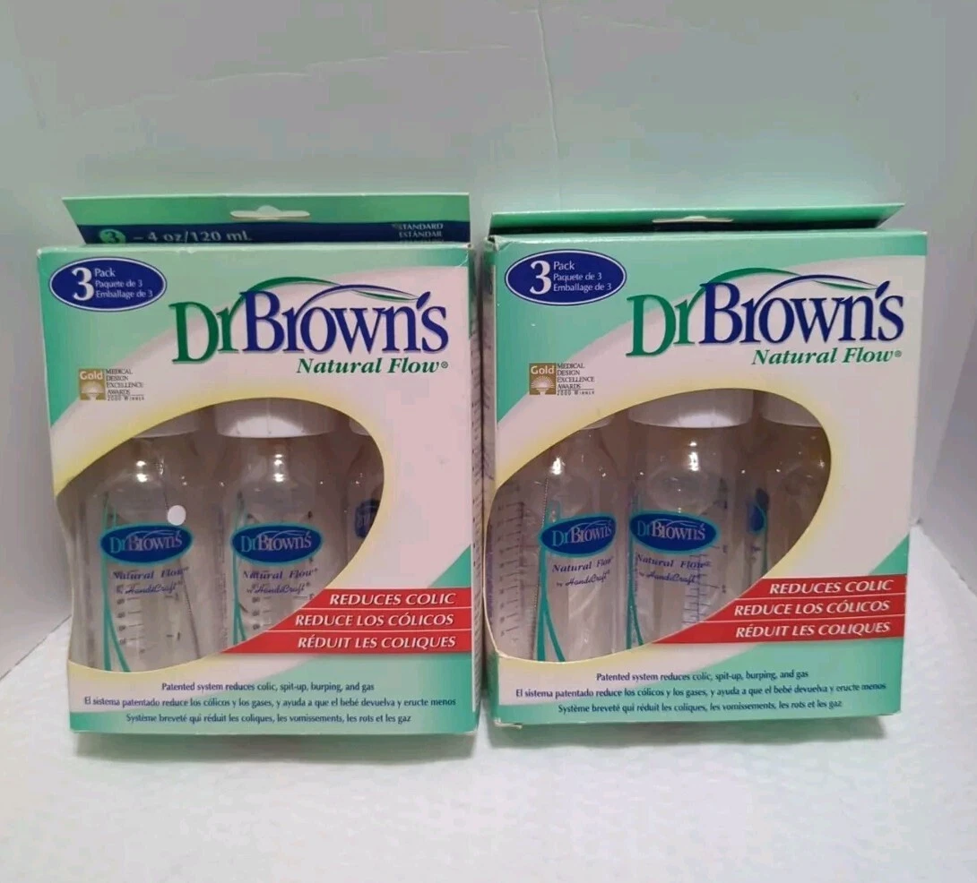 2 (3 Packs) Dr Browns Natural Flow Bottles Reduces Colic Spit Up Burping Gas NEW