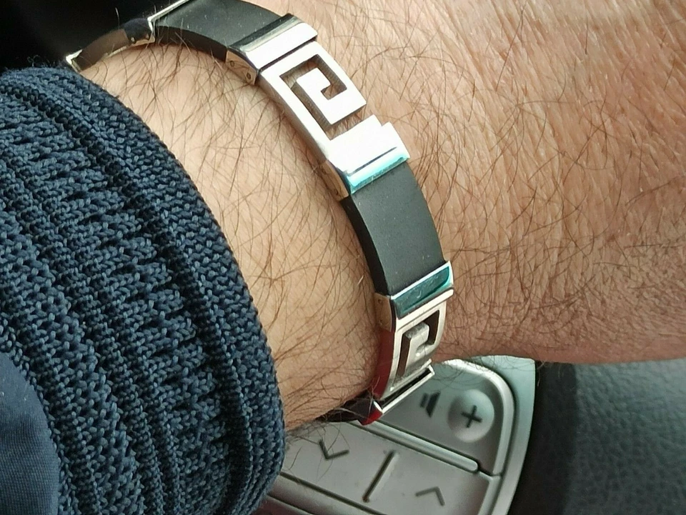 Pulsera Hombre PLATA Joyería Griega Antigua Pulsera Llave Meandro Papá Regalo Hijo HMDE Foto 3 de 4