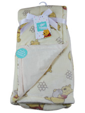 Disney Baby Winnie the Pooh Blanket Yellow Fleece Infant Warm Cuddly Bear NWT