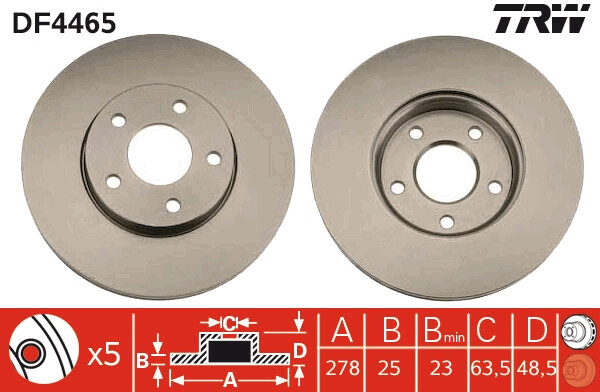 Pack De 2 - Bremsscheibe DF4465 TRW FüR Ford Volvo-image