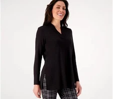 Isaac Mizrahi Live! Regular Essentials Pima Shirt Jet Black XL New