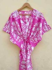 Indian Vintage 100% Cotton Long Beach Maxi Kaftan Dress One Size Caftan Kimono