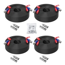 4 Pack 100ft 30 Meters 2-in-1 Video Power Cable BNC Extension Surveillance Ca...
