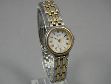 Vintage Seiko Watch Women 24mm Date Two Tone Clasp Band 6.75" New Battery
