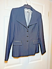 Tahari Arthur S Levine Black Herringbone Blazer Jacket Sz 4 Collared Zip Pockets