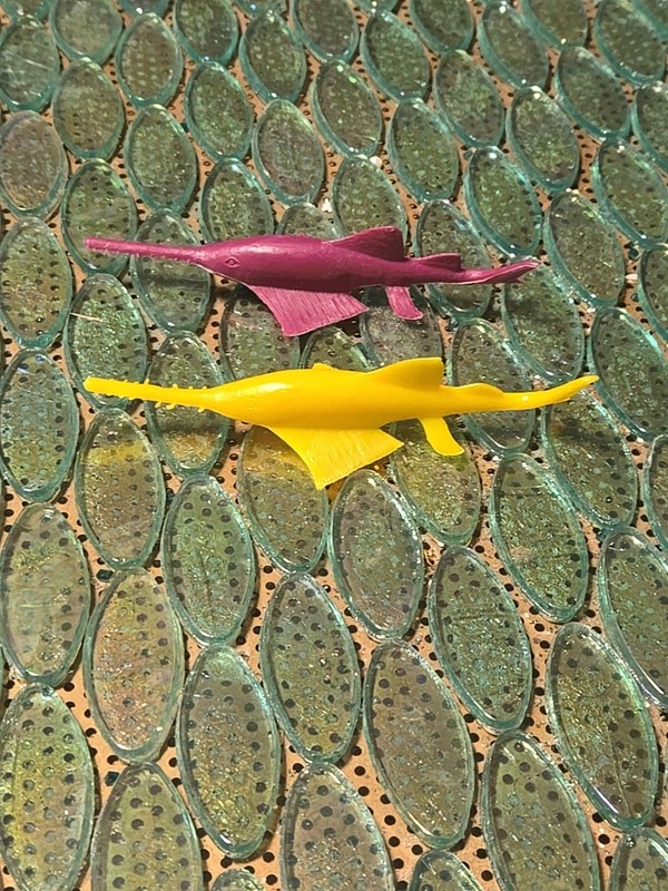 Two Vintage Deep Sea Creature 1960s MPC Plastic Cereal Toy Marx Sawfish Saw Fish