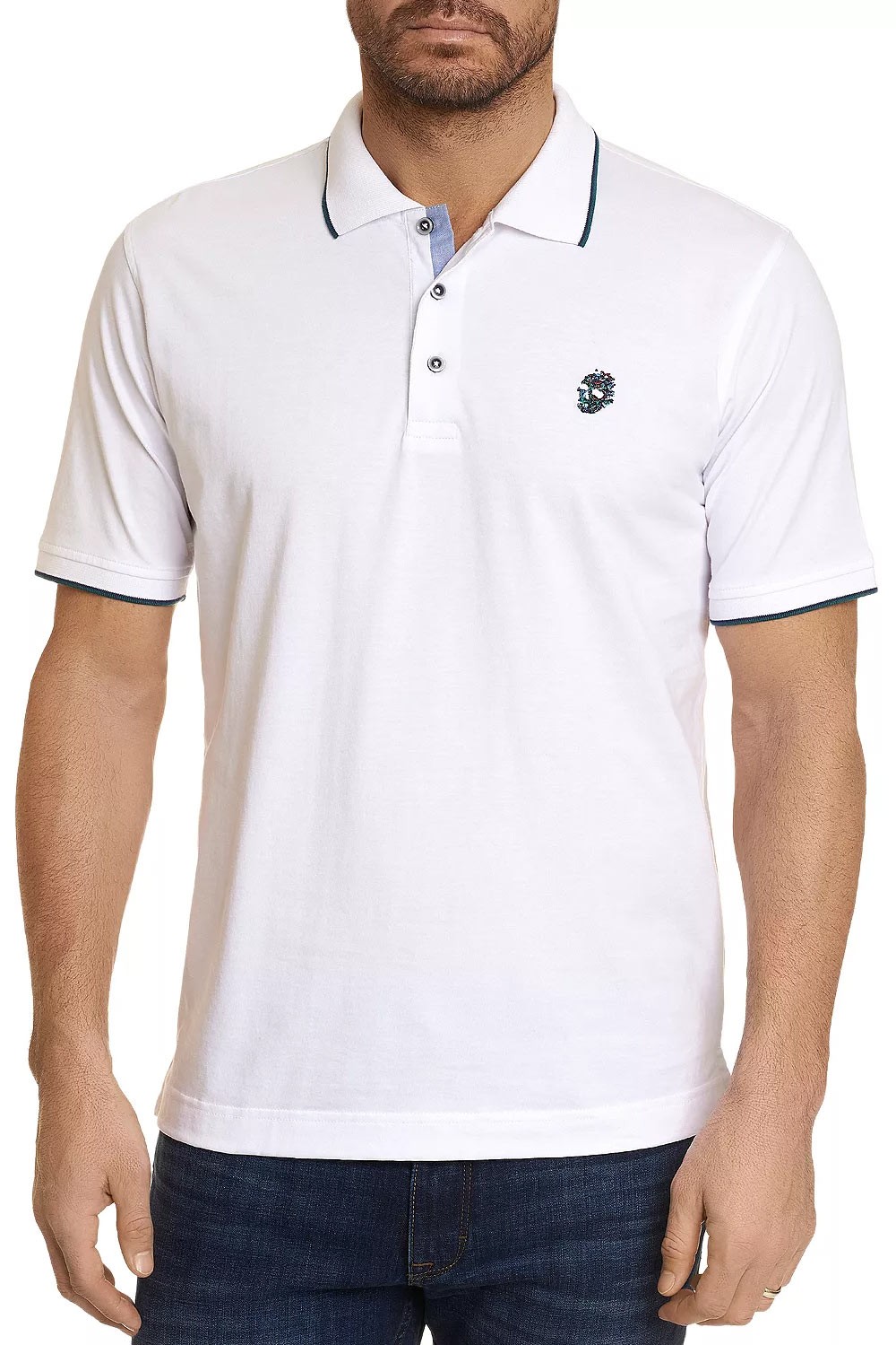 Мужская рубашка поло классического покроя от Robert Graham Pixels X-Large белого цвета - NWT 98