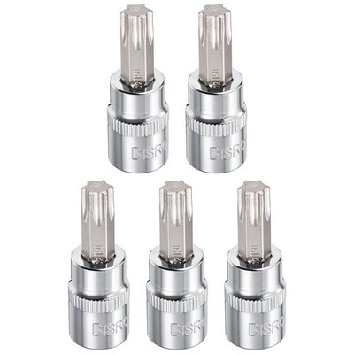 5pcs T50 Torx Bit Socket 3/8'' Drive 6 Point Star Screw Driver Socket Wrench