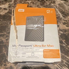 Western Digital My Passport Ultra for Mac 2TB USB-C Portable HDD Silver Password