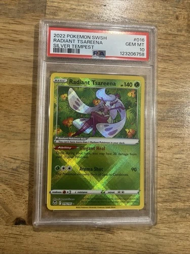 GRADED PSA 10 2022 Pokemon SWSH Radiant Tsareena Silver Tempest #016