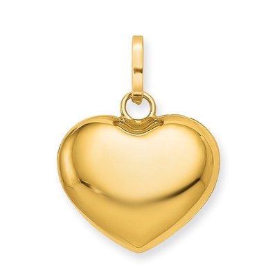 14k Gelbgold poliert 3-D gepufftes Herz Anhänger 0,54 g