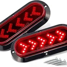 Pack of 2 6 Inch Oval Red Lights 25 LED Tail Lights Turn Signal Surface Mount f