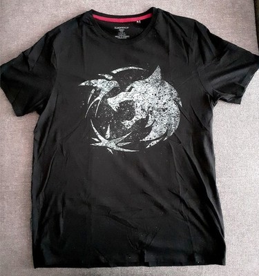Witcher T-Shirt XL Logo Wolf schwarz 100% Baumwolle Geralt merch Herren Damen