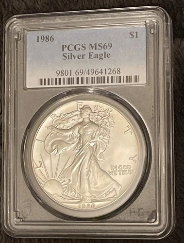 1986 1 oz Silver American Eagle PCGS 69 - (Brilliant Uncirculated)