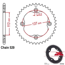 JT Sprocket Steel Rear 520 Pitch 37 Tooth Suzuki LT-Z400 QuadSport Z (2009-2012)