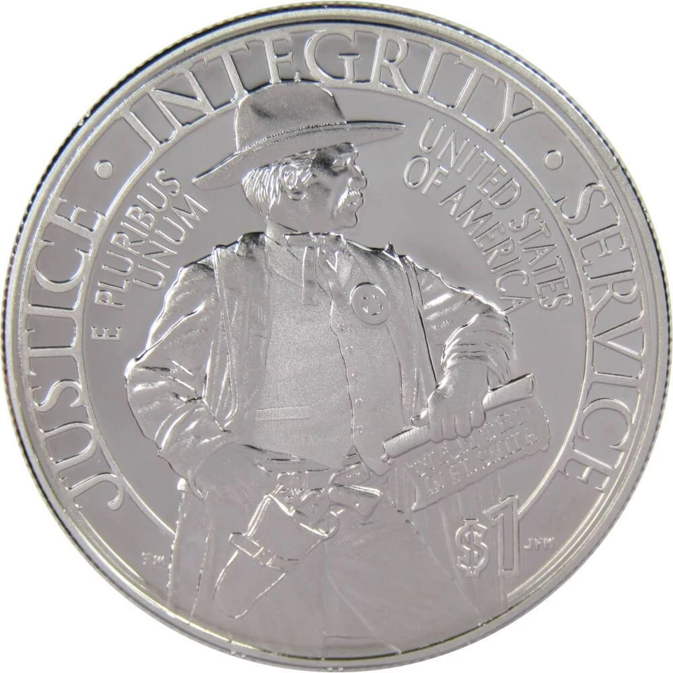 U.S. Marshals Commemorative Dollar 2015 P Proof Silver $1 Coin OGP COA - Image 3 of 3