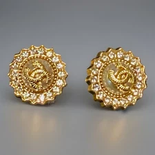 Chanel Buttons 2pc Gold  Crystal Zicron 13mm