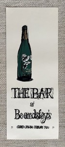 Beardsley Bar Northampton 1980 Silk Screen poster Wine Bottle~S Hannock~11x29 in