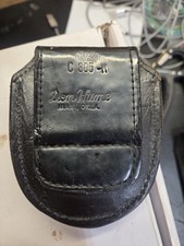 Vintage Don Hume Black Leather Open Top Chain Cuff Police Handcuff Case C305