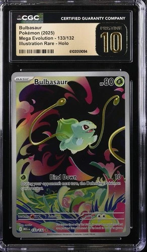 Bulbasaur 133/132 CGC 10 Pristine 2025 Illustration Rare Holo Mega Evolution Pok