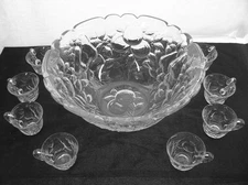American Brilliant Cut Glass 1876-1916 Holiday punch bowl rock crystal engraved