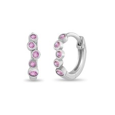 Bezel Cascade 9mm Kids / Girls Earrings Hoop/Huggie - Sterling Silver