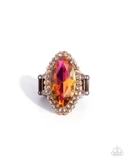 Paparazzi Marquise Medley - Copper - Orange UV Gem - Peach Rhinestones - Ring