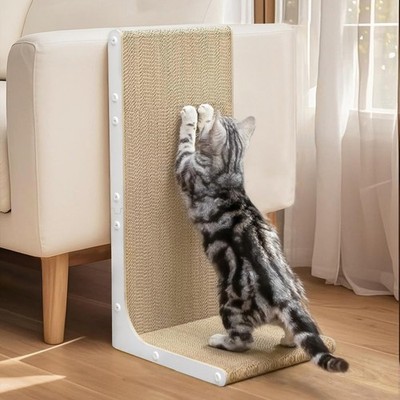 23'' L Shape Cardboard Cat Scratcher Wall Mounted Vertical Board for Indoor Cats